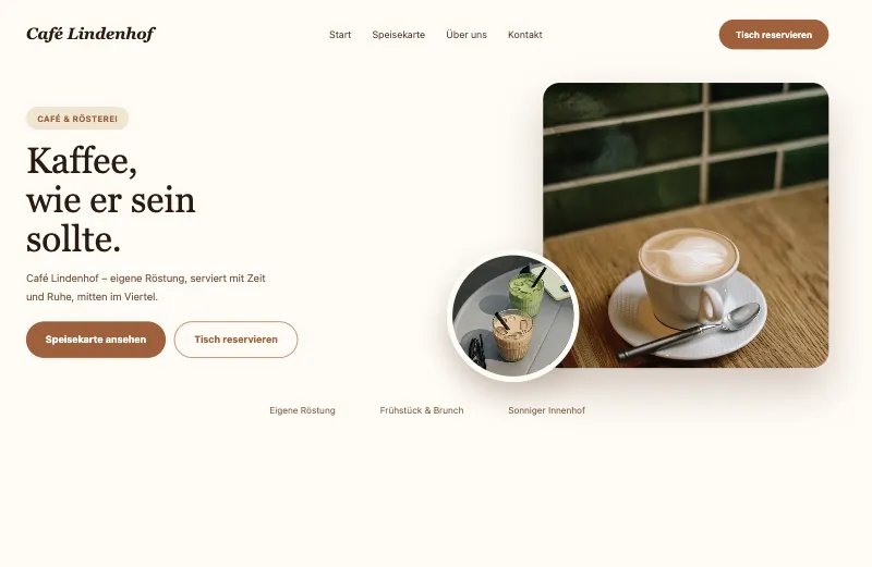 Website-Konzept für Café & Gastronomie