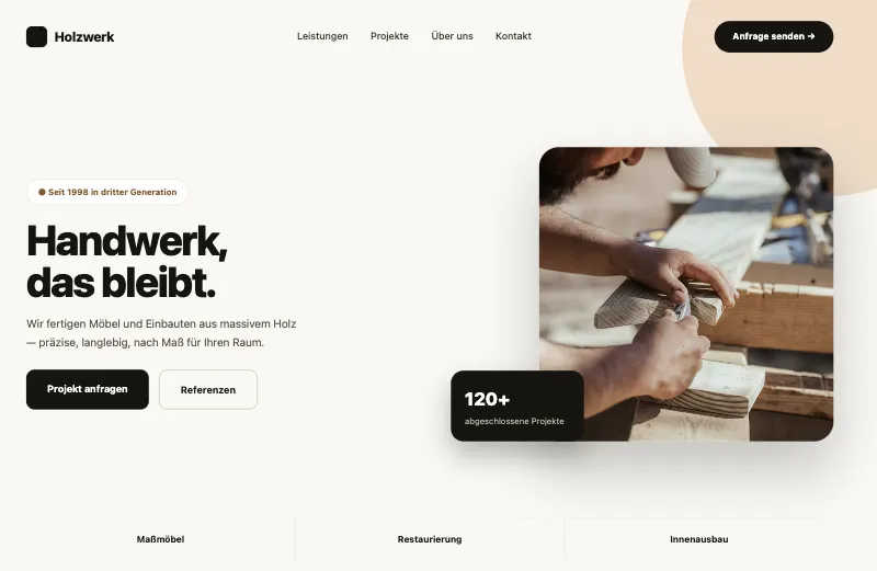Website-Konzept für Handwerksbetrieb